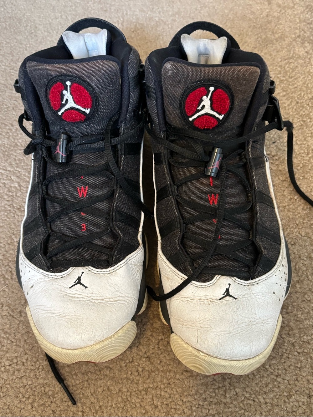 Jordan Retro Basketball Shoes - Black, White & Red